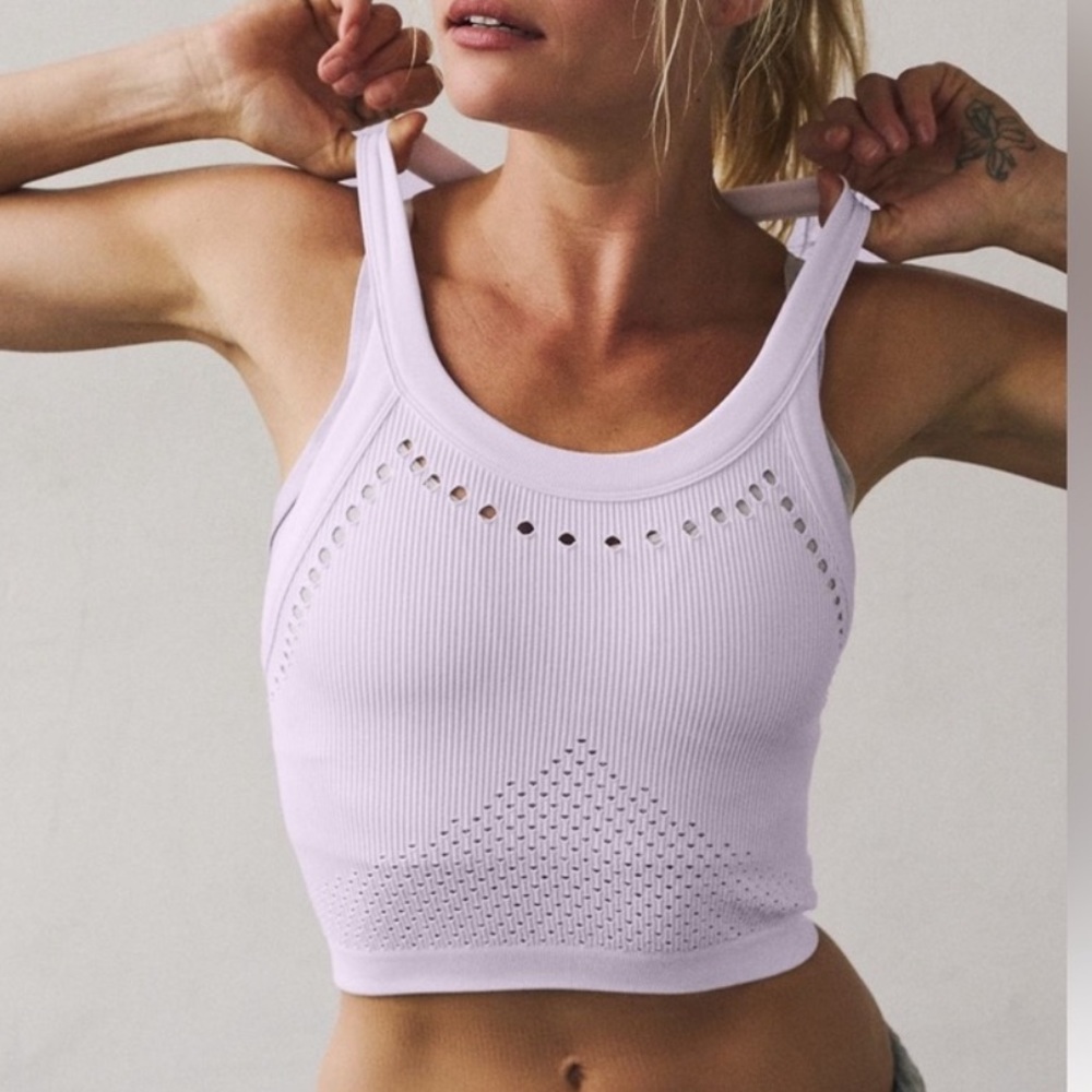 NWT Free People Movement Serendipity Crochet Top. Lilac Dust . Size XS/S